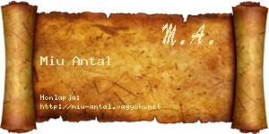 Miu Antal névjegykártya